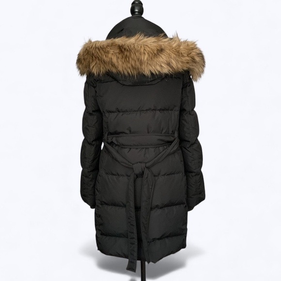 J Crew Down Filled Hooded Puffer Coat Jacket Faux Fur Trim Black SZ S - Picture 5 of 16